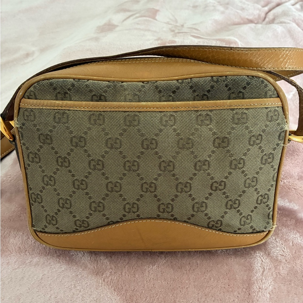 Authentic Gucci Tan and Brown Vintage Crossbody Bag - Rare